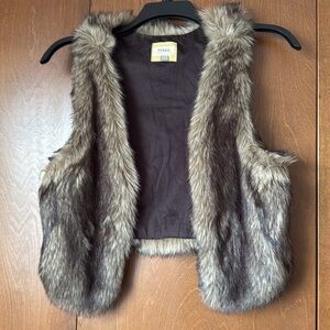 Fossil Fax Fur Vest EUC Sz Small Linder in Brown Cotton